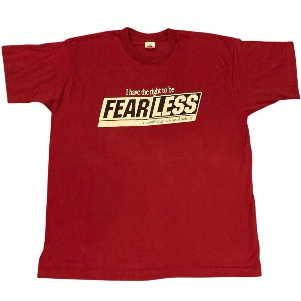 Vintage 90s Fearless Fear Factor Parody Combating Gender Based Violence Shirt XL
